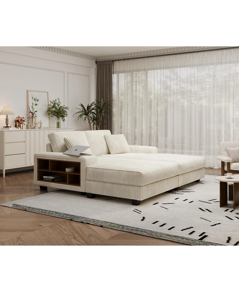 Streamdale Cozy Corduroy Sofa Sleeper, Modern Oversized Living Room Convertible Lounge