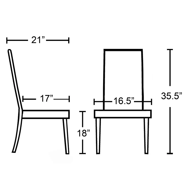 Streamdale Furniture Style Solid Wood Leatherette Padded Parson Chair, Brown, Set of 2