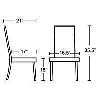 Streamdale Furniture Style Solid Wood Leatherette Padded Parson Chair, Brown, Set of 2