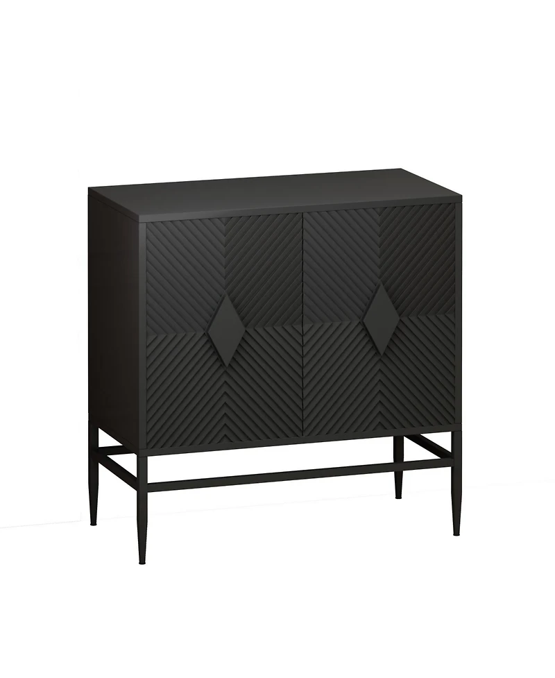 Streamdale 31.5" Black Wooden Storage Cabinet with Metal Legs
