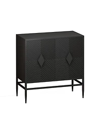 Streamdale 31.5" Black Wooden Storage Cabinet with Metal Legs