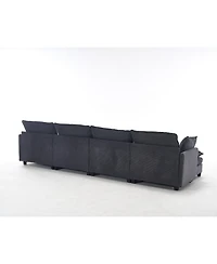 Streamdale Oversized Velvet Modular Sofa U-Shape Couch with Ottomans & Pillows