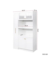 Streamdale Farmhouse Pantry Cabinet, Pull-Out Shelves, 4 Doors - White