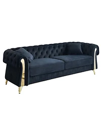 Streamdale 89" Chesterfield Tufted Velvet Sofa - Black