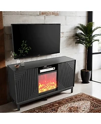 Mid-Century Modern Tv Stand with 18" Electric Fireplace