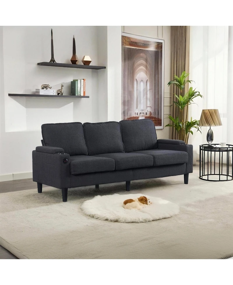 Streamdale 3-Seat Dark Grey Knockdown Sofa with Ottoman and Storage