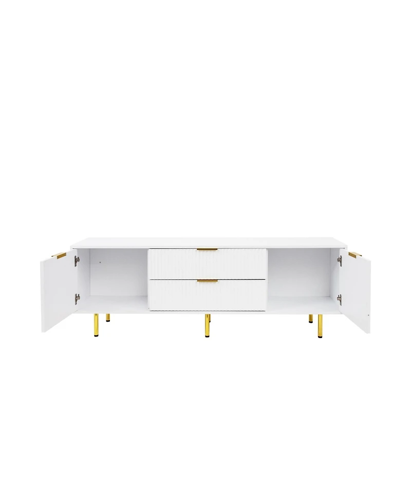Streamdale Modern warm white Tv cabinet, for Living Room Bedroom
