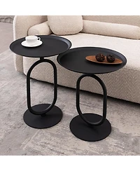 Streamdale Metal End Table, Round Side Table, Small Coffee Table for Living Room