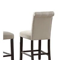 Streamdale Furniture Solid Wood Tufted Asons Counter Height Stool, Set of 2, Tan