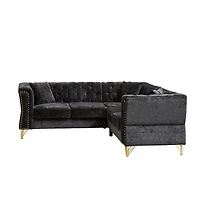 Streamdale L-Shaped Sectional Sofa with Chenille Fabric and Copper Nailhead Trim