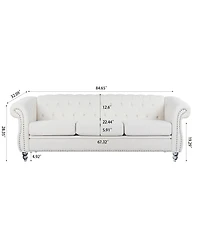 Streamdale Furniture 84.65" Rolled Arm Chesterfield 3 Seater Sofa