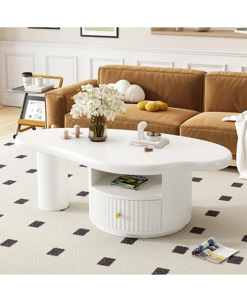Streamdale Cloud Coffee Table w/ Drawer & Shelf