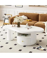 Streamdale Cloud Coffee Table w/ Drawer & Shelf