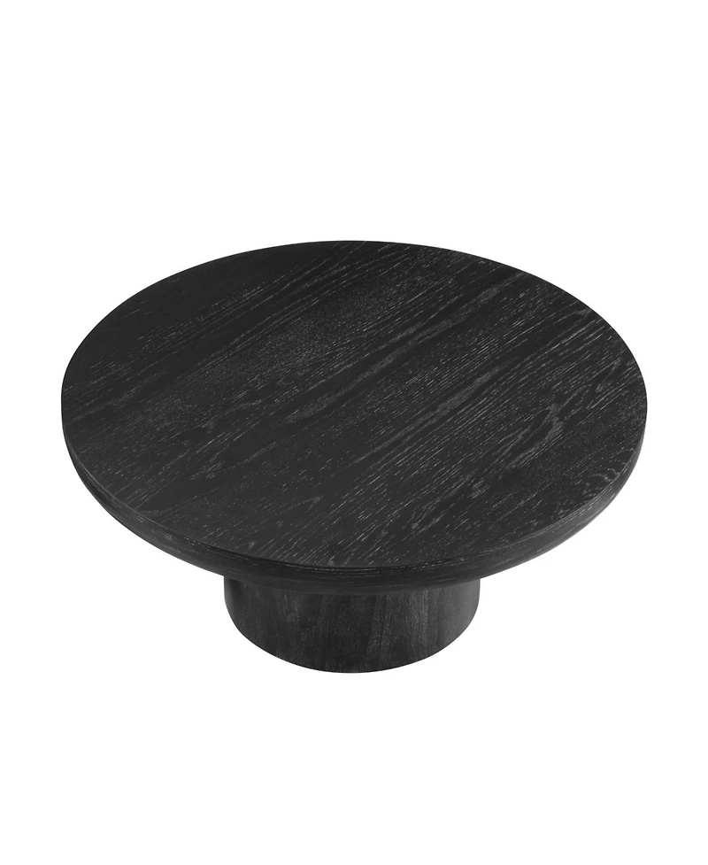 Streamdale 36" Round Coffee Table, Wood Veneer Top, Black