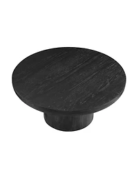 Streamdale 36" Round Coffee Table, Wood Veneer Top, Black