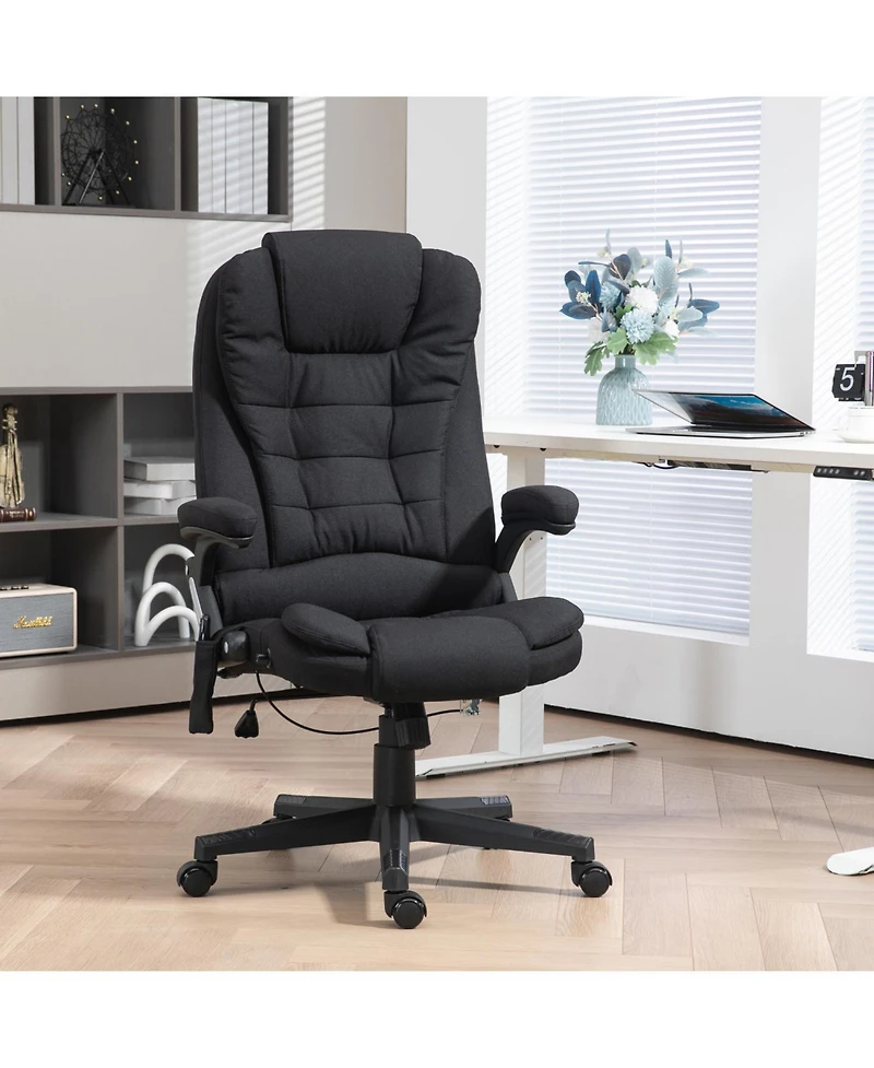 6 Point Vibrating Massage Office Chair with Lumbar Heat Black