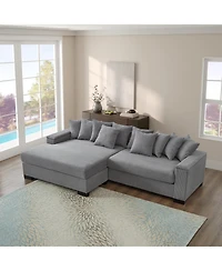 Streamdale Luxury Corduroy Sectional Sofa with Convertible Chaise