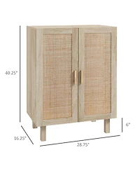 Sideboard Buffet Cabinet, Kitchen Cabinet, Coffee Bar Cabinet with 2 Rattan Doors and Adjustable Shelves, Natural