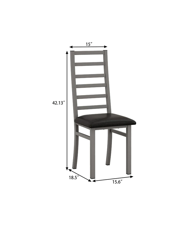 Streamdale Modern Pu Leather Dining Chairs (Set of 2) with Steel Legs in Grey