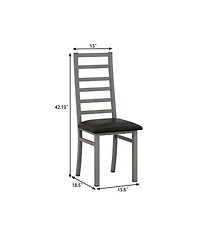 Streamdale Modern Pu Leather Dining Chairs (Set of 2) with Steel Legs in Grey