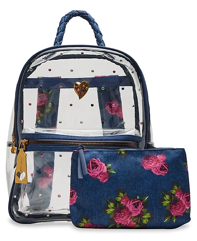 Betsey Johnson Clear Denim With Pouch Medium Backpack