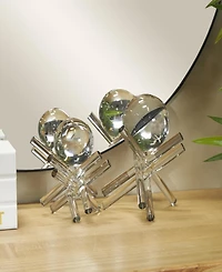 Rosemary Lane Crystal Jack Inspired Decorative Sculpture with Clear Resting Orbs, Set of 2