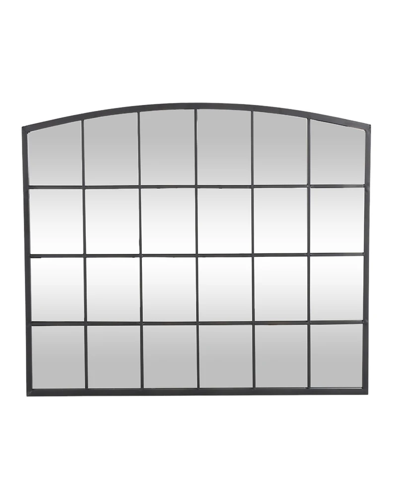 Rosemary Lane 34" Metal Arched Window Pane Inspired Room Wall Mirror with Black Frame