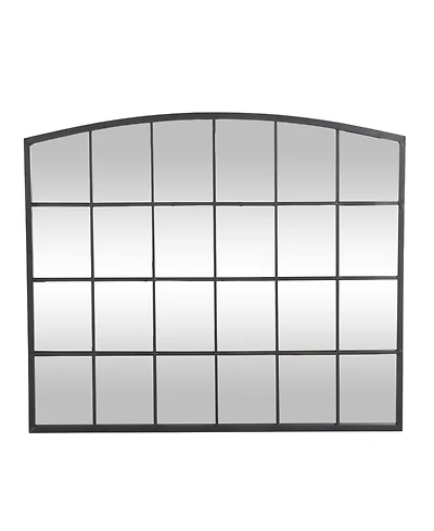 Rosemary Lane 34" Metal Arched Window Pane Inspired Room Wall Mirror with Black Frame