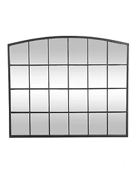Rosemary Lane 34" Metal Arched Window Pane Inspired Room Wall Mirror with Black Frame