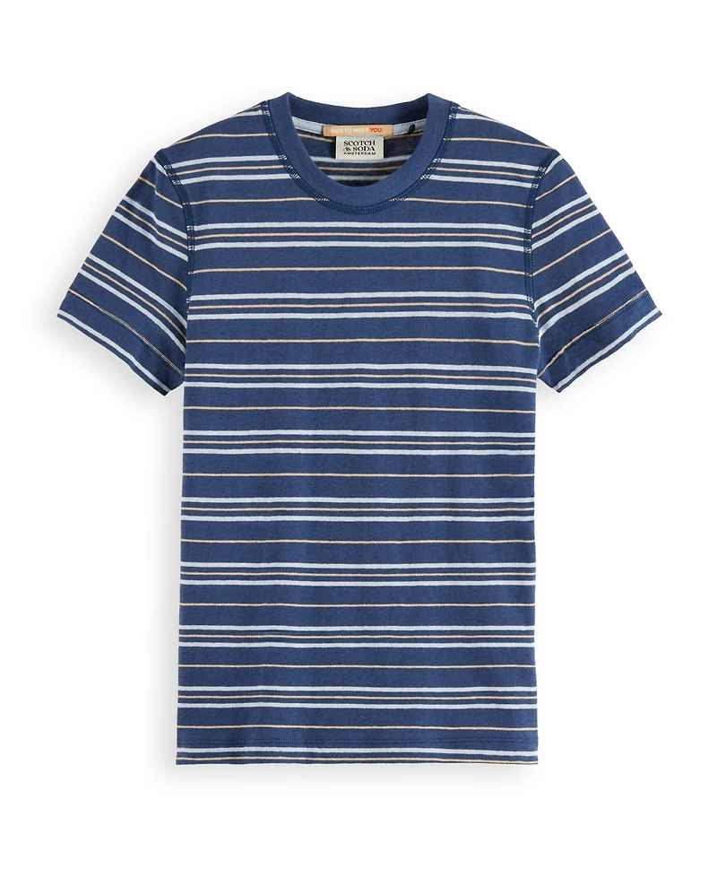 Scotch & Soda Little and Big Boys Yarn Dyed Linen Blend Striped T-Shirt