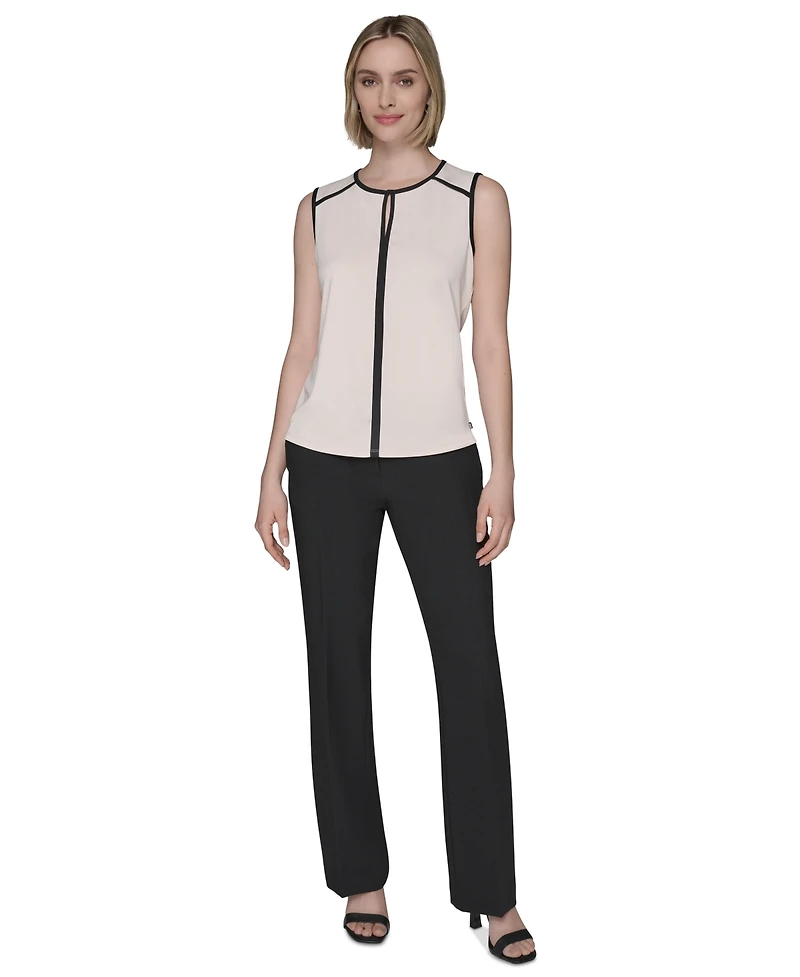 Karl Lagerfeld Paris Women's Contrast-Piped Keyhole Camisole