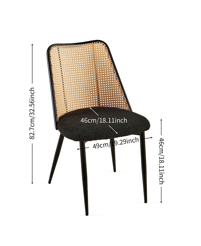 Streamdale Black Rattan Dining Chairs (Set of 2) with Cane Backs