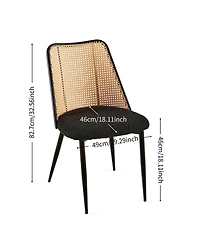 Streamdale Black Rattan Dining Chairs (Set of 2) with Cane Backs