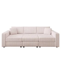 Streamdale U-Shaped 6-Person Sofa with Ottoman, Light Pink, Modular Furniture