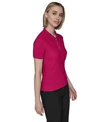 Karl Lagerfeld Paris Women's Collared Ribbed Shirt