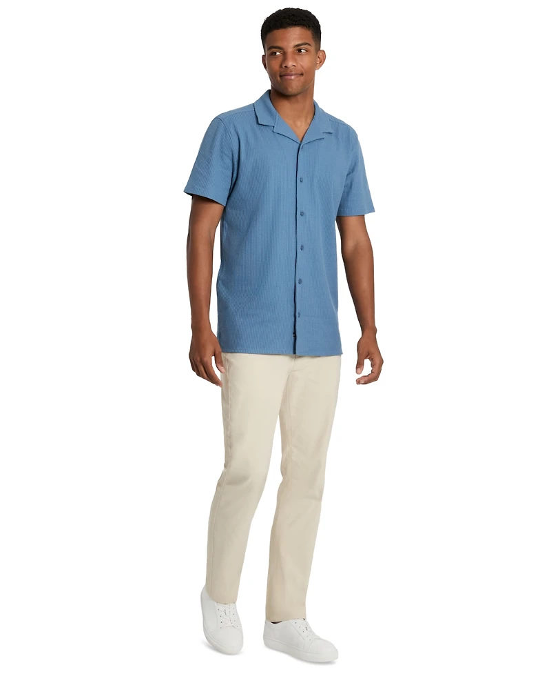 Kenneth Cole Men's Short Sleeve Seersucker Camp Shirt