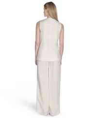 Calvin Klein Womens Button Front Vest Wide Leg Pants