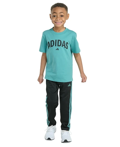adidas Toddler & Little Boys Short Sleeve T-Shirt Tricot Pant Set