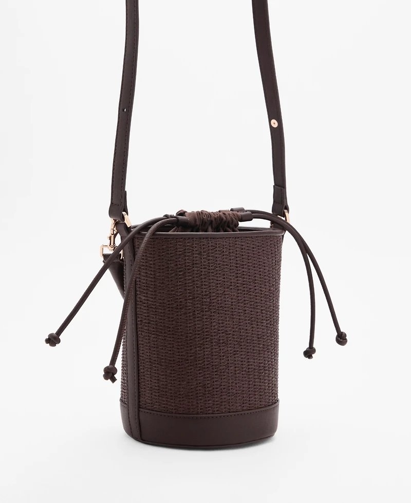Mango Women's Small Raffia Bucket Bag