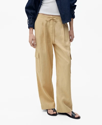 Mango Women's Linen Cargo Pants