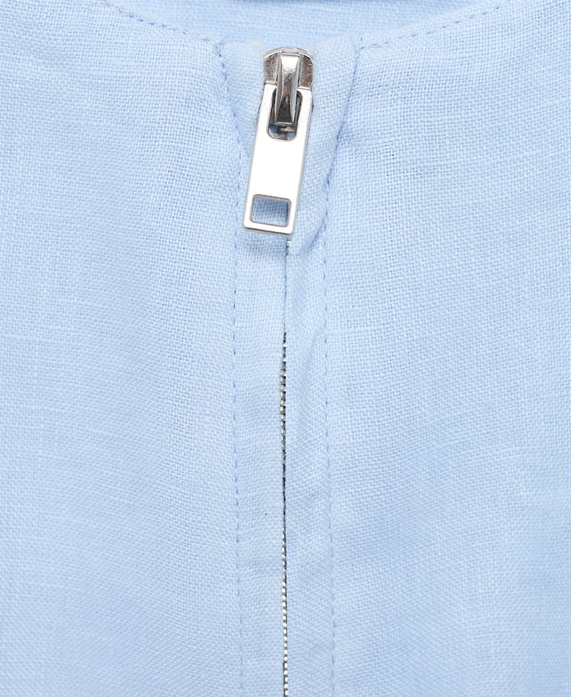 Mango Women's Pocketed Cropped Linen Jacket