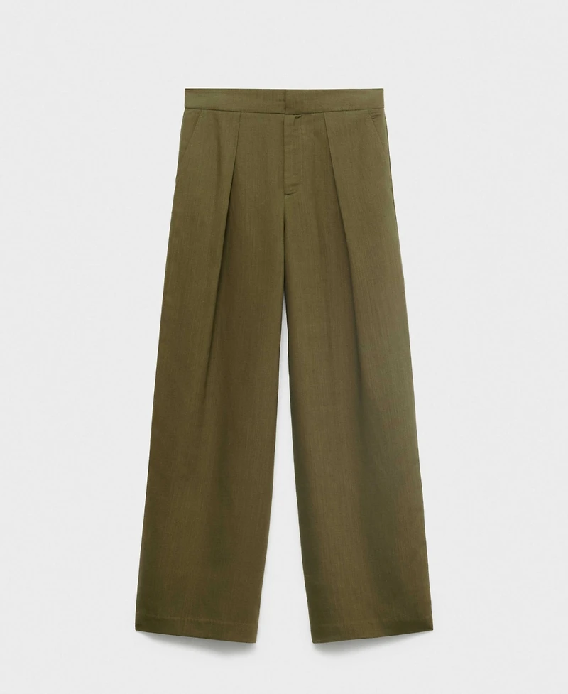 Mango Women's Linen-Blend Straight-Fit Pants