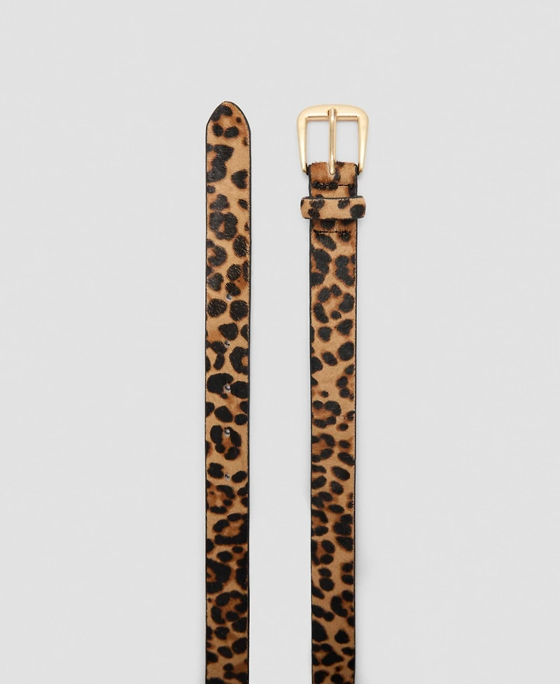 Mango Women's Leopard Leather Belt