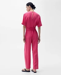 Mango Women's Straight-Fit Short-Sleeved Jumpsuit