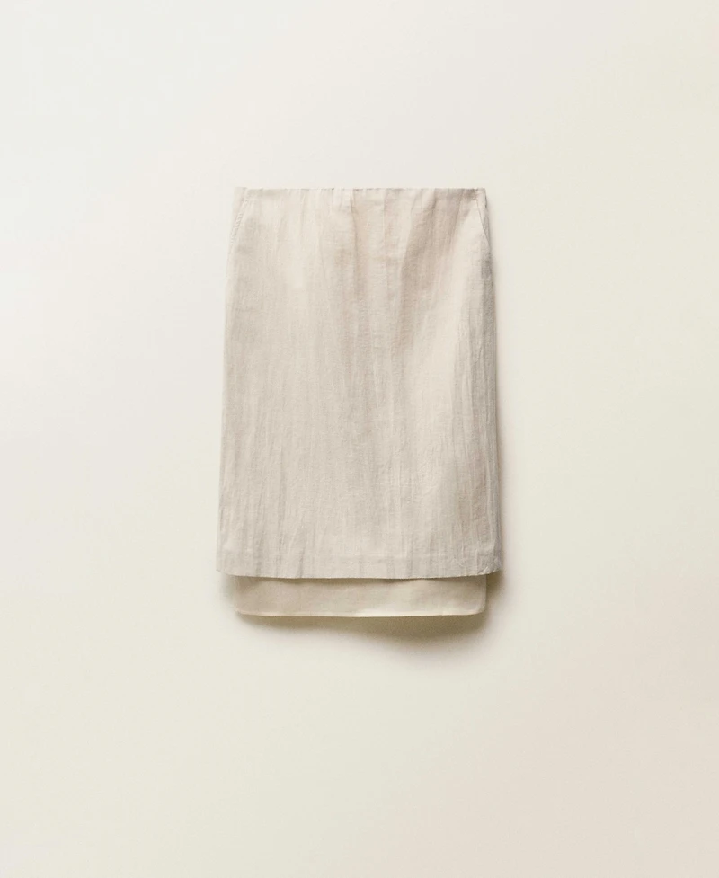 Mango Women's Combined Linen Blend Midi Skirts
