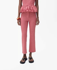 Mango Women's Gingham-Check Cropped Pants