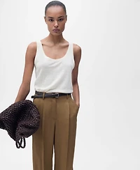 Mango Women's Linen-Blend Pleated Pants