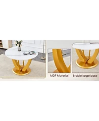 Streamdale Elegant 47" Snow Mountain Dining Table Set with 4 Black Pu Chairs