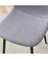 Streamdale Light Gray Linen Dining Chairs (Set of 4) - Black Metal Legs