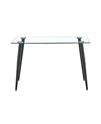 Streamdale Glass Dining Table with Black Base Refined Versatility